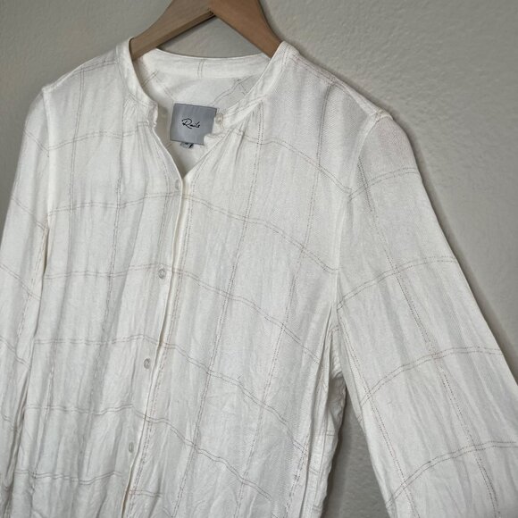 Rails Eloise Ivory Rose Gold Plaid Button Down Long Sleeve Flannel Shirt XS - Picture 6 of 11